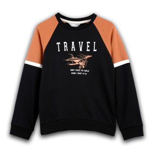 Pamkids Urban Charm: Noir Black Sweatshirt for Boys (Sizes 1-12 Years) Pamkids Urban Charm: Noir Black Sweatshirt for Boys (Sizes 1-12 Years)